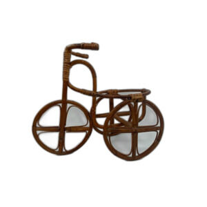 Vintage Rattan Bicycle Planter / Wicker Tricycle Basket Decor